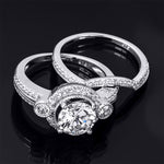 2.5 Carat Classic Wedding Band Engagement Ring Set Round Cut Silver