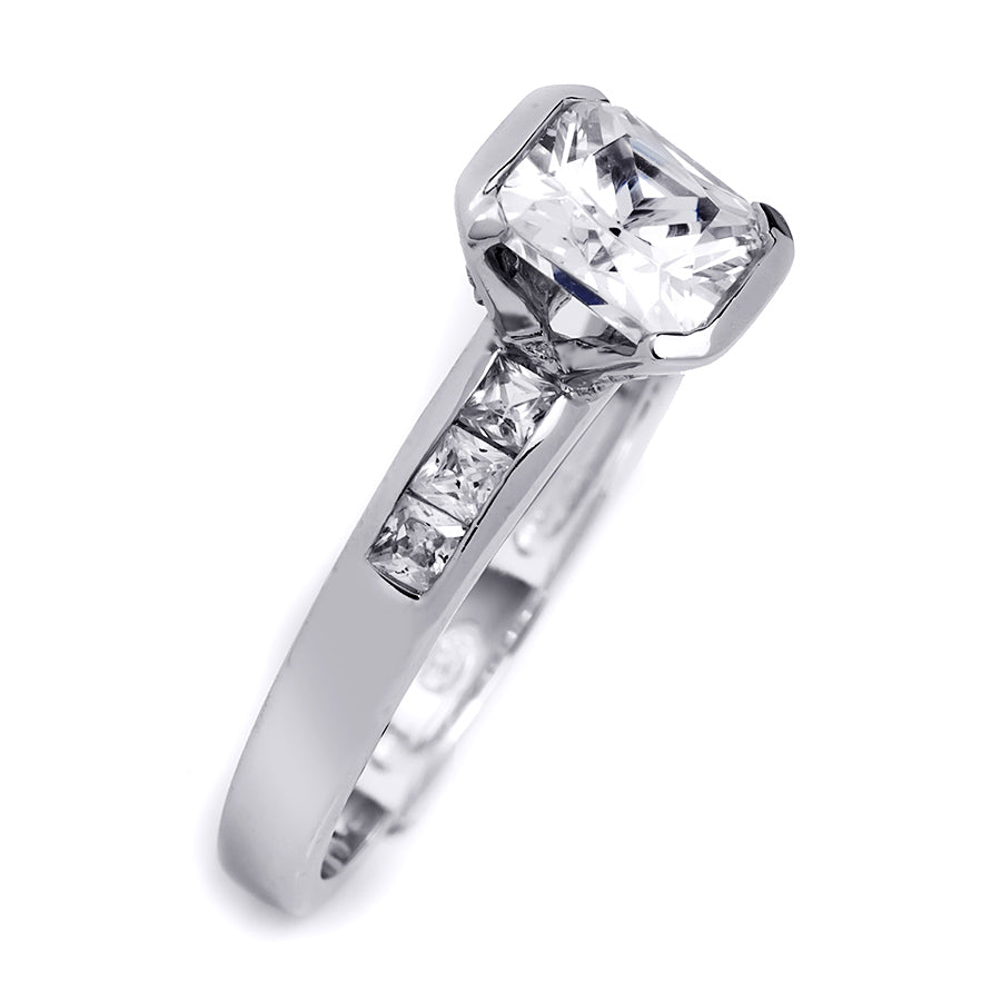 Delicate 1.25 CT Sterling Silver Princess & Emerald Cut Wedding Ring