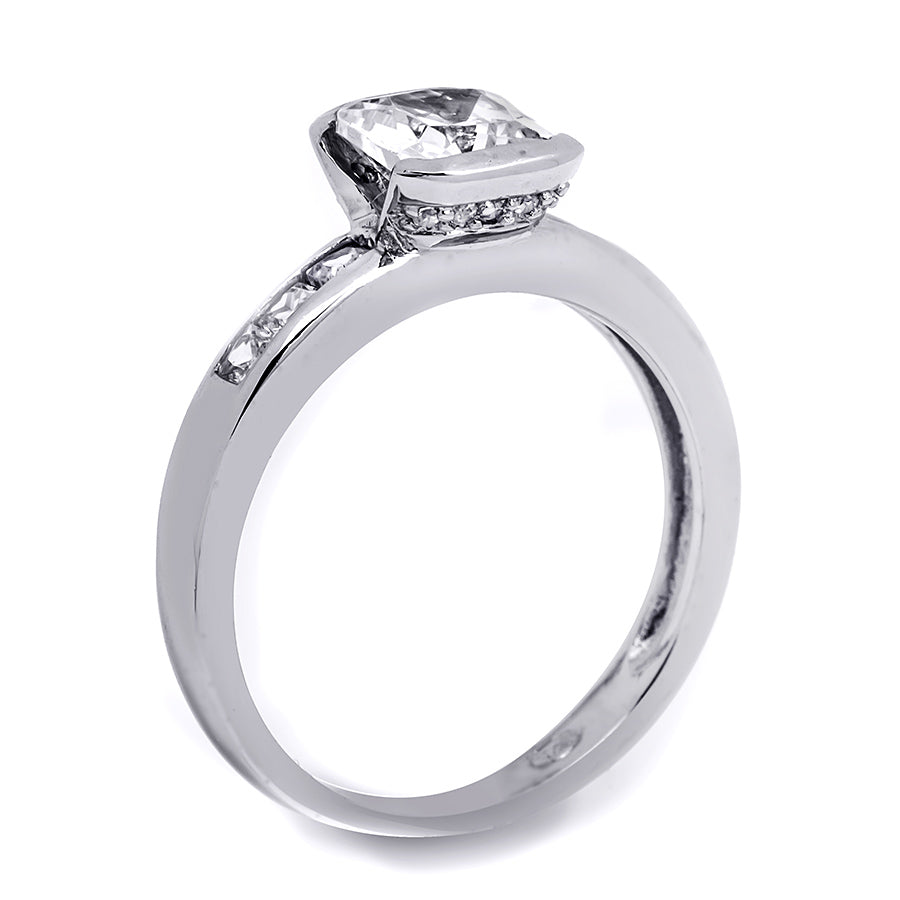 Delicate 1.25 CT Sterling Silver Princess & Emerald Cut Wedding Ring