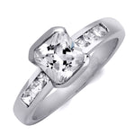 Delicate 1.25 CT Sterling Silver Princess & Emerald Cut Wedding Ring