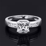 Delicate 1.25 CT Sterling Silver Princess & Emerald Cut Wedding Ring