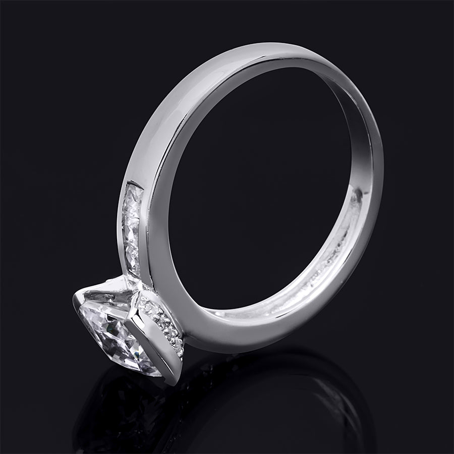Delicate 1.25 CT Sterling Silver Princess & Emerald Cut Wedding Ring