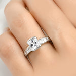 Delicate 1.25 CT Sterling Silver Princess & Emerald Cut Wedding Ring