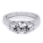 1.5 CT Sterling Silver Platinum Finish Three Stone Bridal Ring