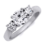 1.5 CT Sterling Silver Platinum Finish Three Stone Bridal Ring