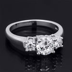 1.5 CT Sterling Silver Platinum Finish Three Stone Bridal Ring