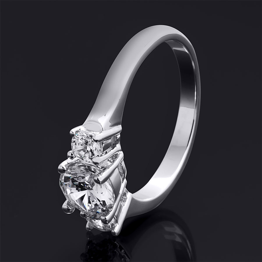 1.5 CT Sterling Silver Platinum Finish Three Stone Bridal Ring