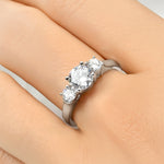 1.5 CT Sterling Silver Platinum Finish Three Stone Bridal Ring