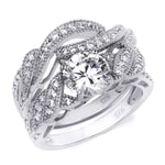 Sterling Silver 3.80 Carat Wedding Band Engagement Ring Set Round Cut
