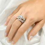 Sterling Silver 3.80 Carat Wedding Band Engagement Ring Set Round Cut