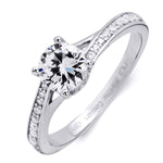 1.00 Carat Round Cut Cubic Zirconia Ring Sterling Silver Petite Design
