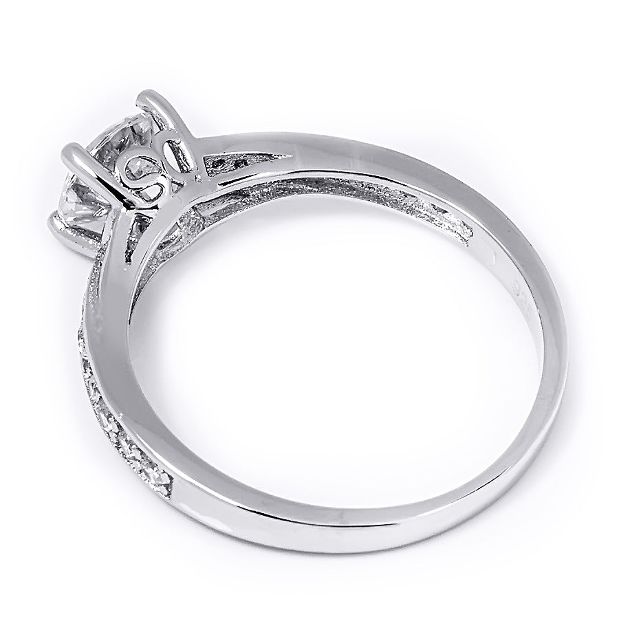 1.00 Carat Round Cut Cubic Zirconia Ring Sterling Silver Petite Design