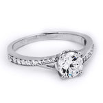 1.00 Carat Round Cut Cubic Zirconia Ring Sterling Silver Petite Design