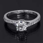 1.00 Carat Round Cut Cubic Zirconia Ring Sterling Silver Petite Design