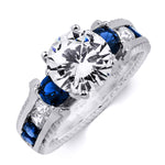 2.00 Carat Blue Sapphire Cubic Zirconia Gemstone Ring Sterling Silver