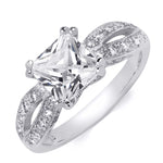 1.25 tcw Princess Cut Contemporary Style Engagement Ring Solid Silver