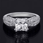 1.25 tcw Princess Cut Contemporary Style Engagement Ring Solid Silver