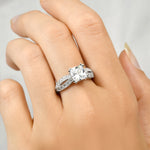 1.25 tcw Princess Cut Contemporary Style Engagement Ring Solid Silver