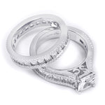 Womens 4.3ct Princess Cut Eternity Band Bridal Ring Set Real Silver
