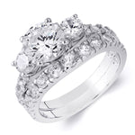 2.0 Carat Round Cut Wedding Band Engagement Ring Set Sterling Silver