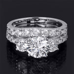 2.0 Carat Round Cut Wedding Band Engagement Ring Set Sterling Silver