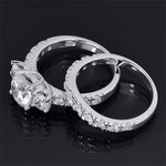 2.0 Carat Round Cut Wedding Band Engagement Ring Set Sterling Silver