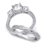 Sterling Silver 1.60ct Round Cut S-Curve Wedding Bridal Ring Set