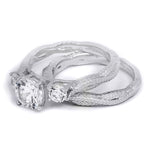 Sterling Silver 1.60ct Round Cut S-Curve Wedding Bridal Ring Set