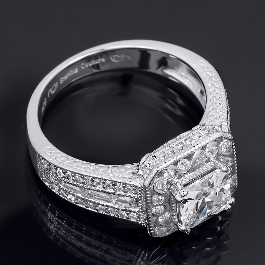 Princess Cut 2.15 Carat CZ Wedding Engagement Ring Sterling Silver