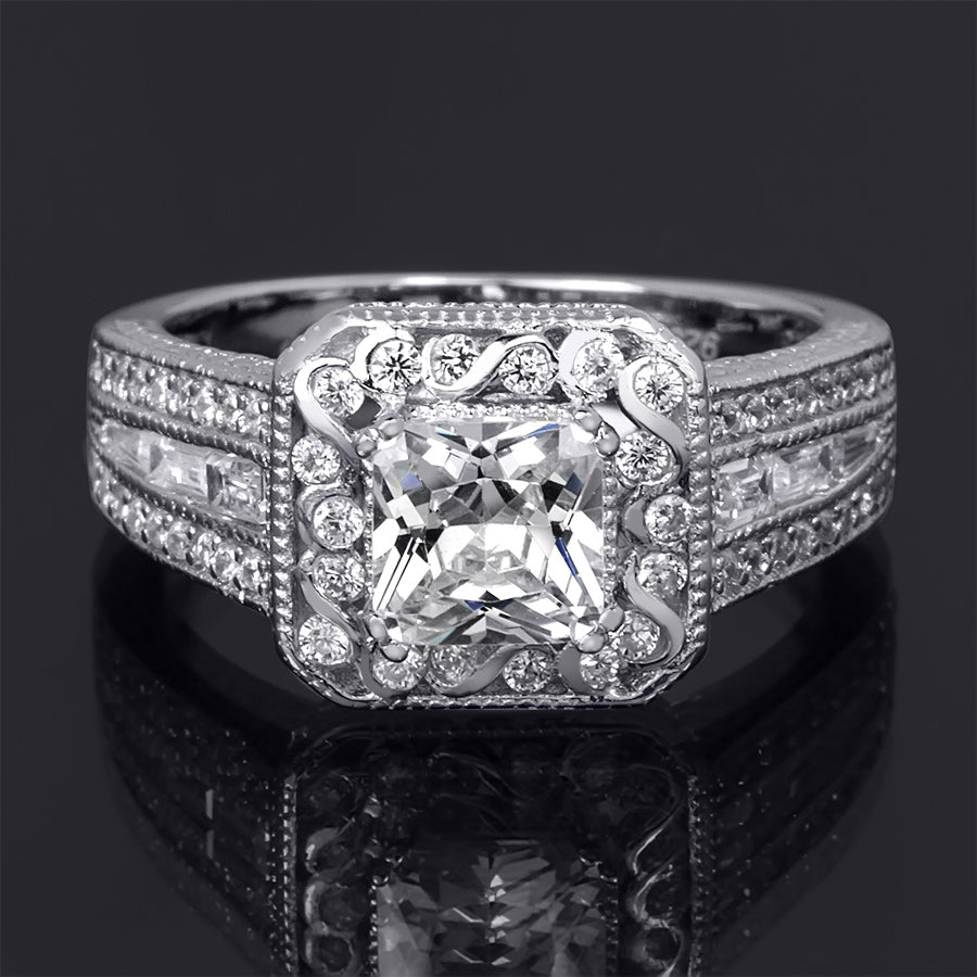 Princess Cut 2.15 Carat CZ Wedding Engagement Ring Sterling Silver