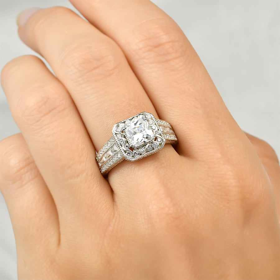 Princess Cut 2.15 Carat CZ Wedding Engagement Ring Sterling Silver
