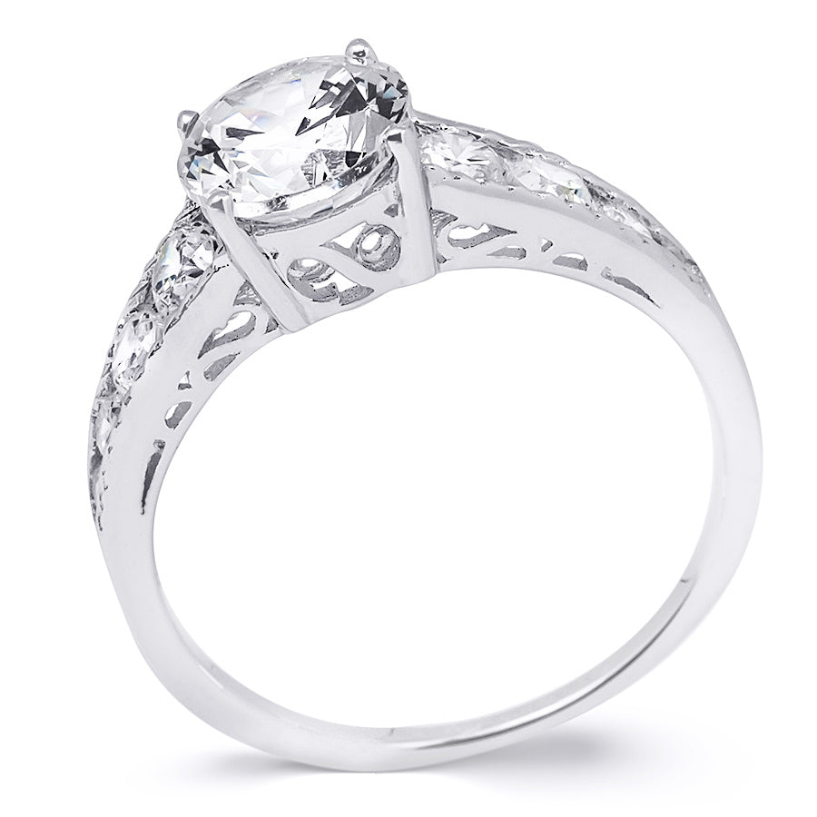2.00 Carat Round Cut Cubic Zirconia Ring Authentic Sterling Silver