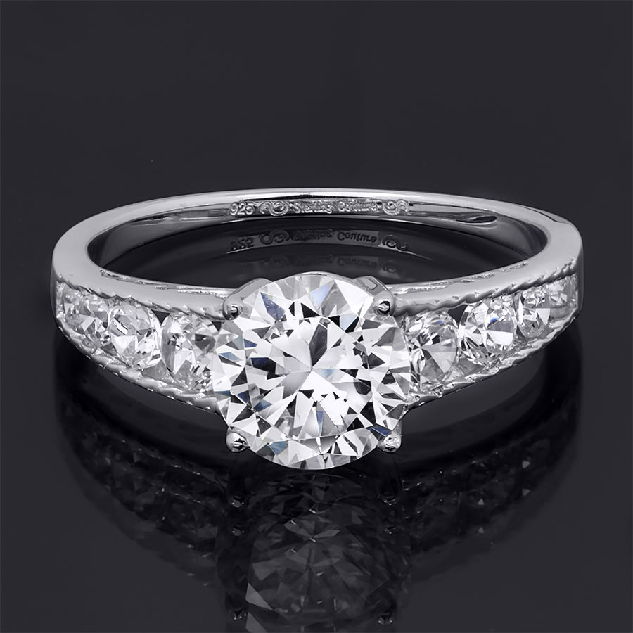 2.00 Carat Round Cut Cubic Zirconia Ring Authentic Sterling Silver