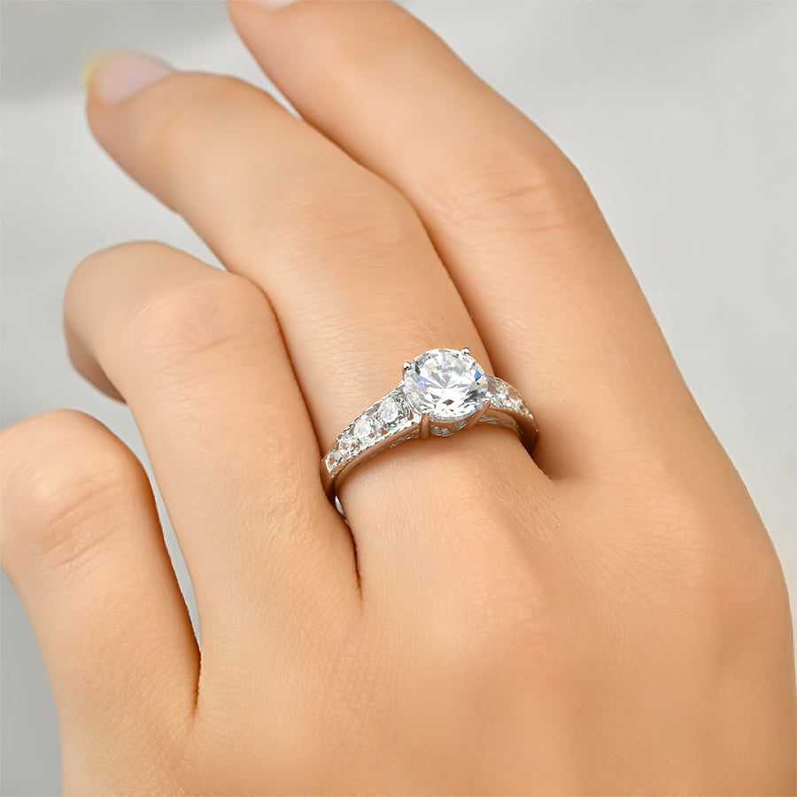 2.00 Carat Round Cut Cubic Zirconia Ring Authentic Sterling Silver