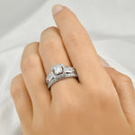 Womens 1.50 Carat CT Round Cut Wedding Band Engagement Ring Set Silver Size 5-9