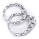 Womens Classic Round Cut 2.8 CT Bridal Ring Set Sterling Silver