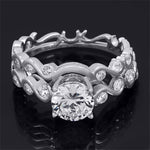 Womens Classic Round Cut 2.8 CT Bridal Ring Set Sterling Silver