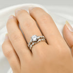 Womens Classic Round Cut 2.8 CT Bridal Ring Set Sterling Silver