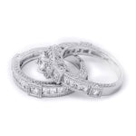 1.5 Carat Princess Cut Wedding Band Bridal Ring Set Real Solid Silver