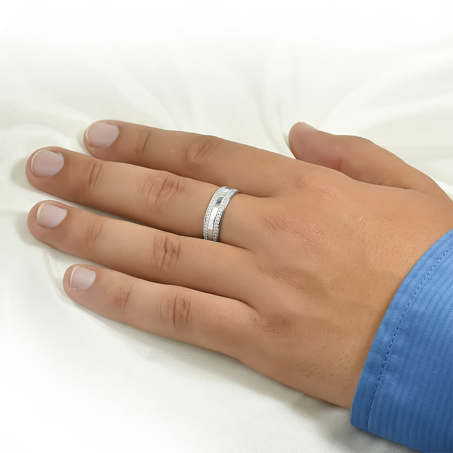 Men's 6mm Sterling Silver 0.75 CT Eternity Wedding Band Ring Round Cut