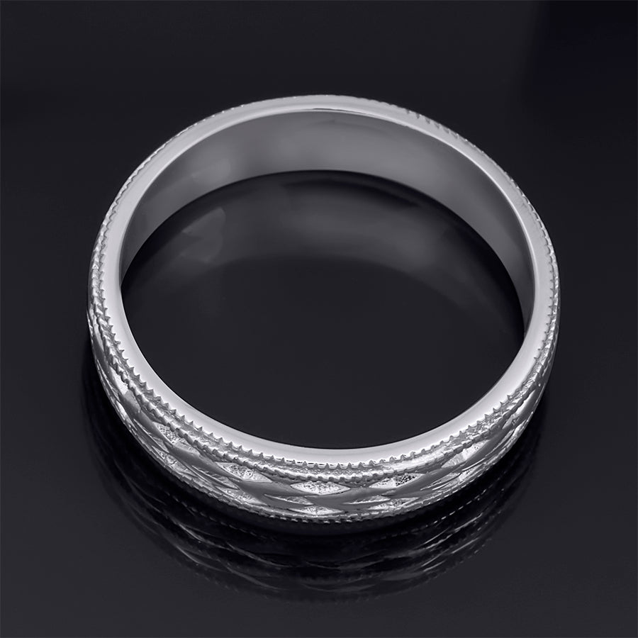 Men's Vintage Anniversary Wedding Band Ring Solid Sterling Silver 5mm