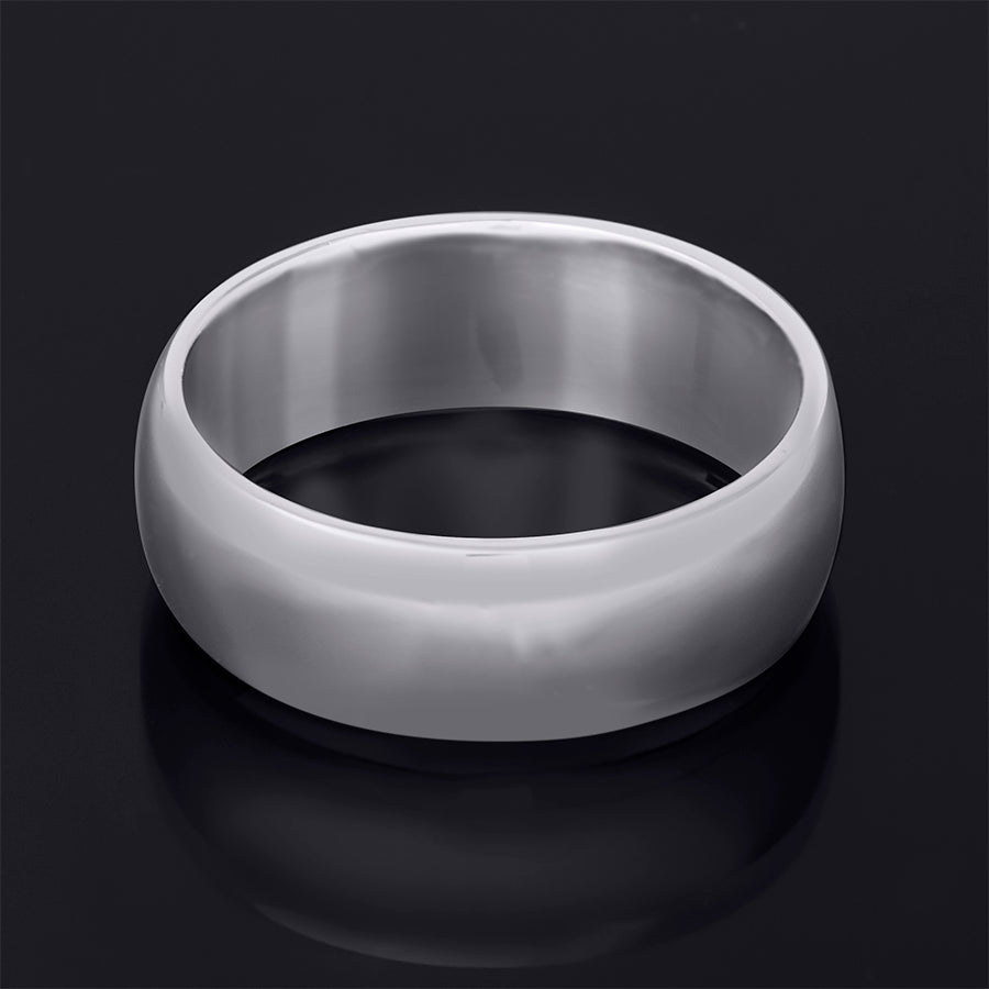 Men's Platinum Over Sterling Silver 7mm Comfort Fit Band Ring