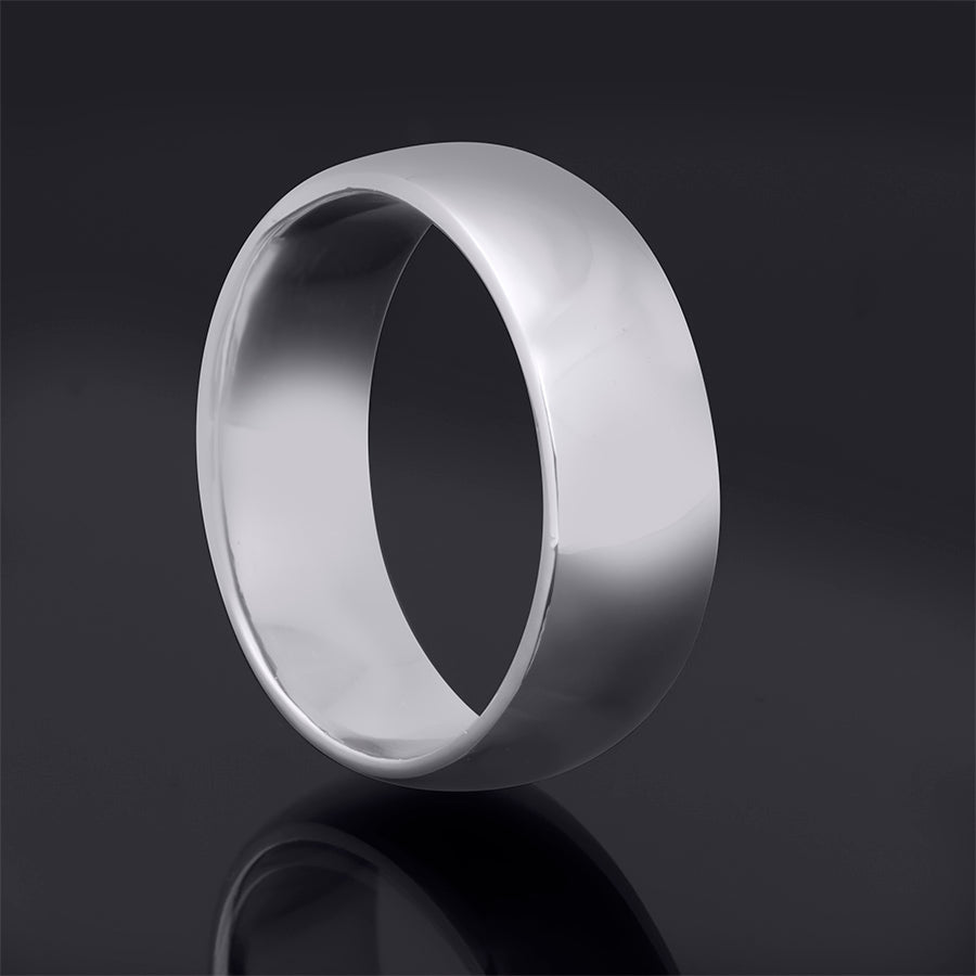 Men's Platinum Over Sterling Silver 7mm Comfort Fit Band Ring