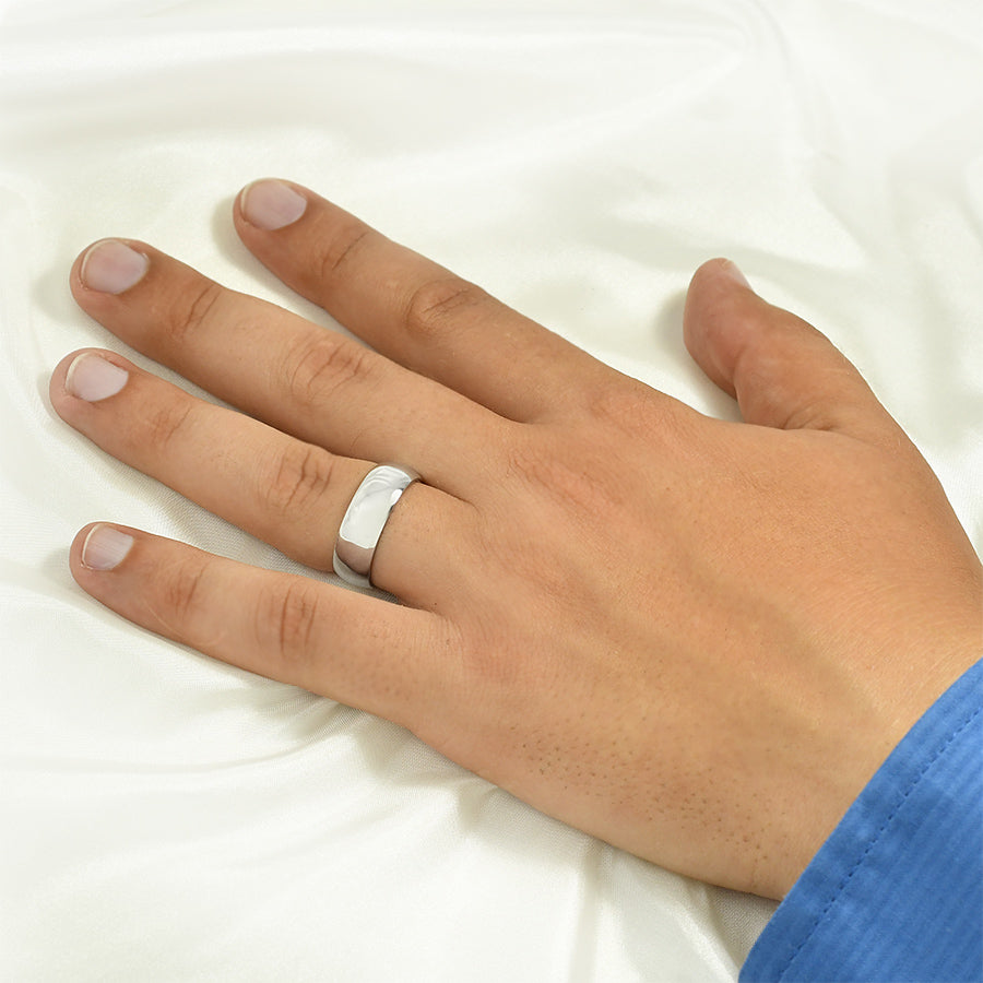 Men's Platinum Over Sterling Silver 7mm Comfort Fit Band Ring