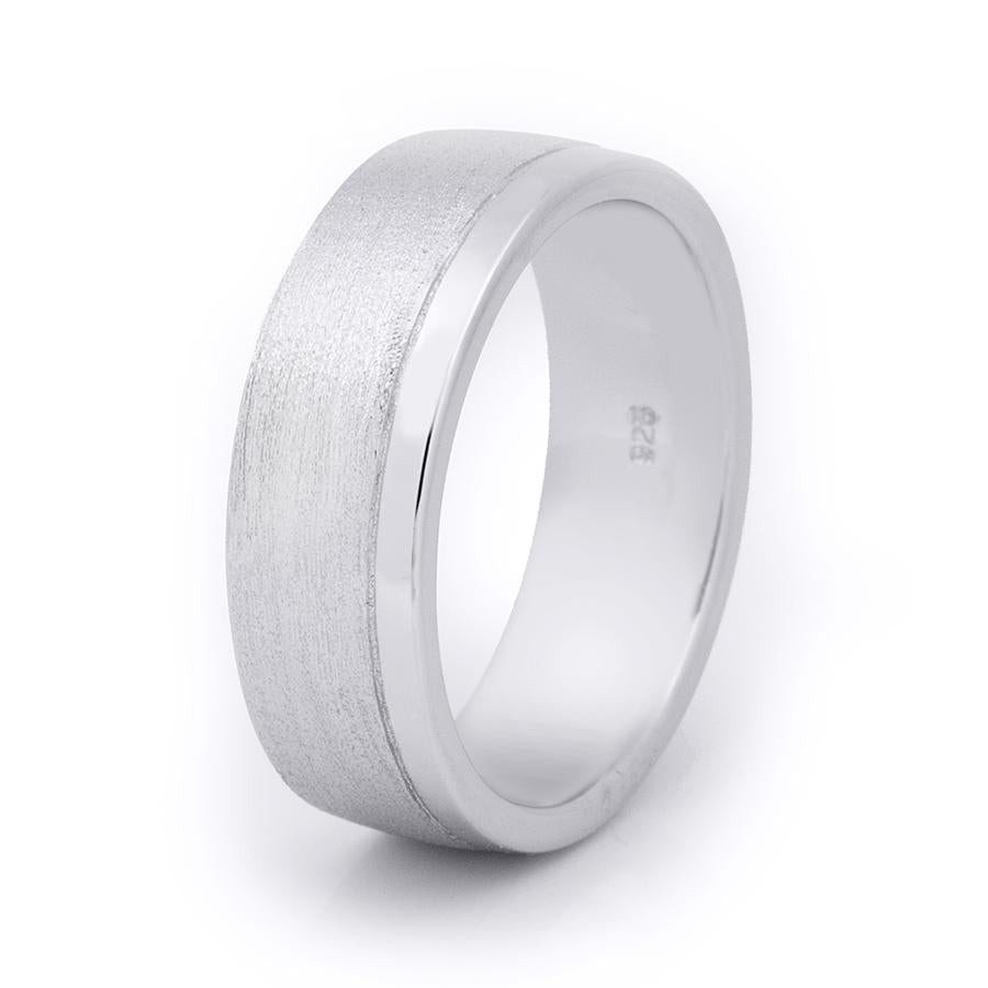 Mens Solid 925 Sterling Silver 7.5mm Anniversary Wedding Band Ring