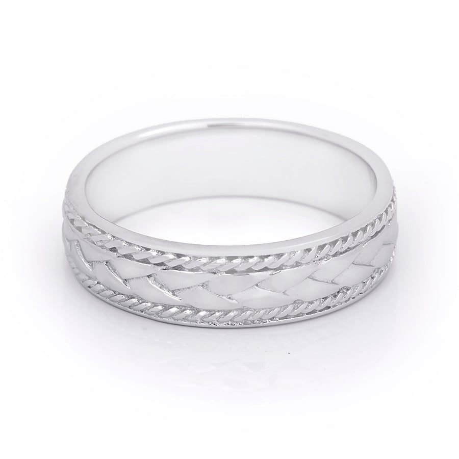 Men's Vintage Ring Wedding Band Brushed Smooth Edges 6mm Solid Silver