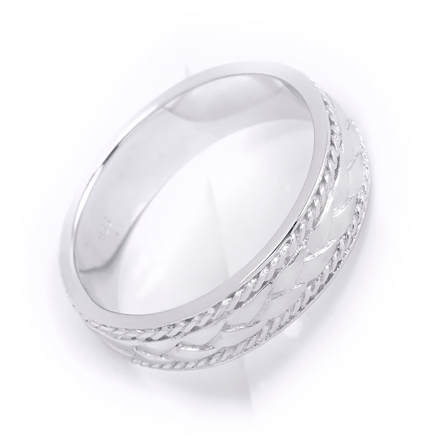 Men's Vintage Ring Wedding Band Brushed Smooth Edges 6mm Solid Silver