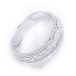 Men's Vintage Ring Wedding Band Brushed Smooth Edges 6mm Solid Silver