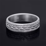 Men's Vintage Ring Wedding Band Brushed Smooth Edges 6mm Solid Silver