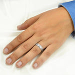 Men's Vintage Ring Wedding Band Brushed Smooth Edges 6mm Solid Silver